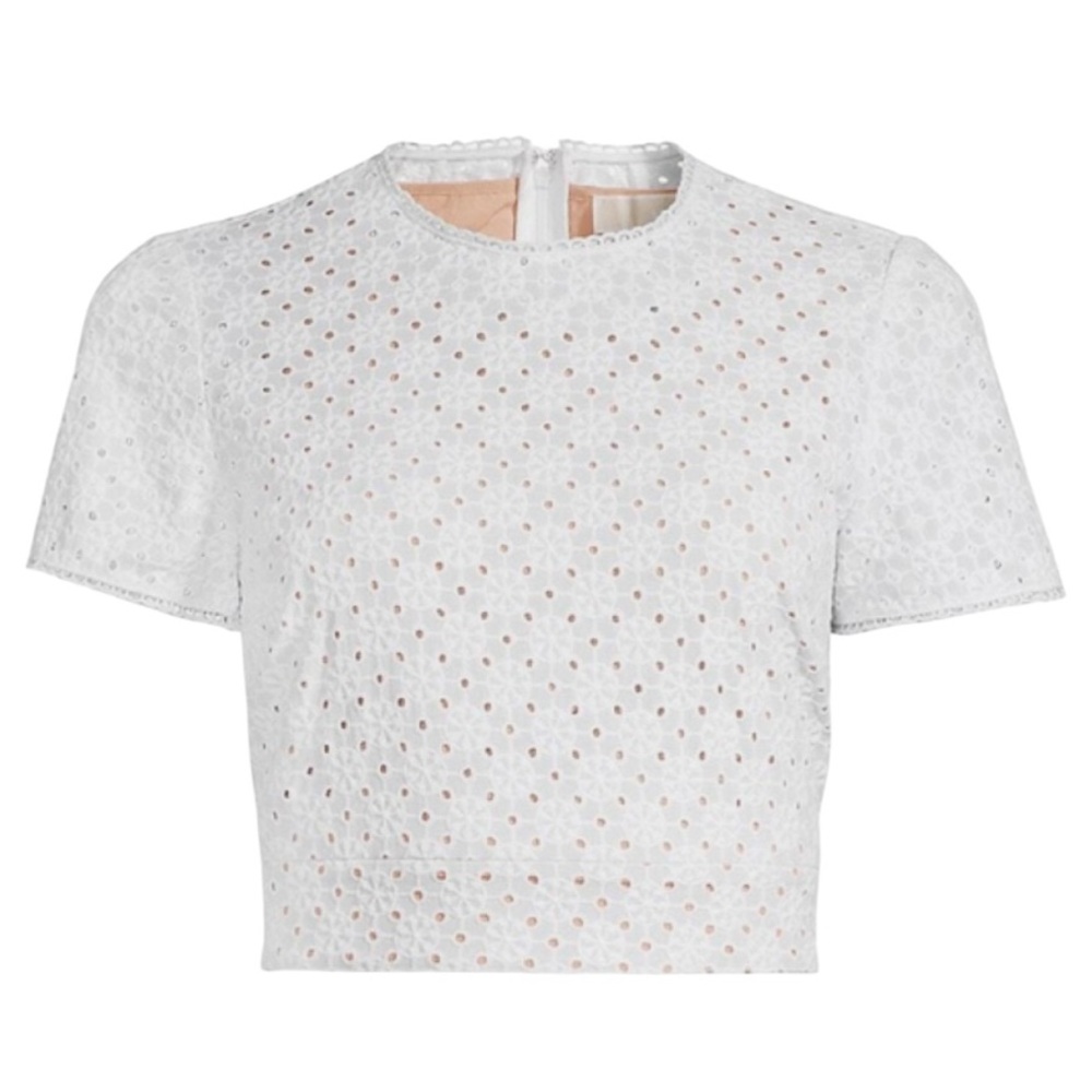 MICHAEL Michael Kors White Eyelet Embroidered Crop Top